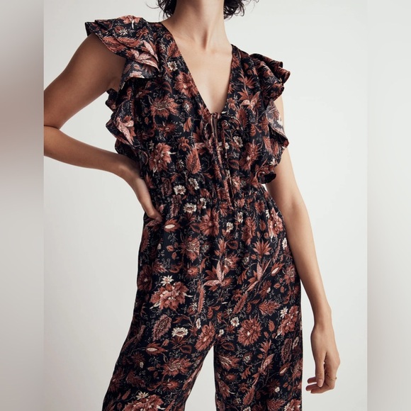 NWT Madewell Deep-V Ruffled Jumpsuit - Picture 4 of 10